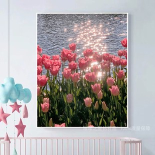 精选2023新款郁金香钻石画满钻客厅十字绣小幅点贴钻卧室现代餐厅