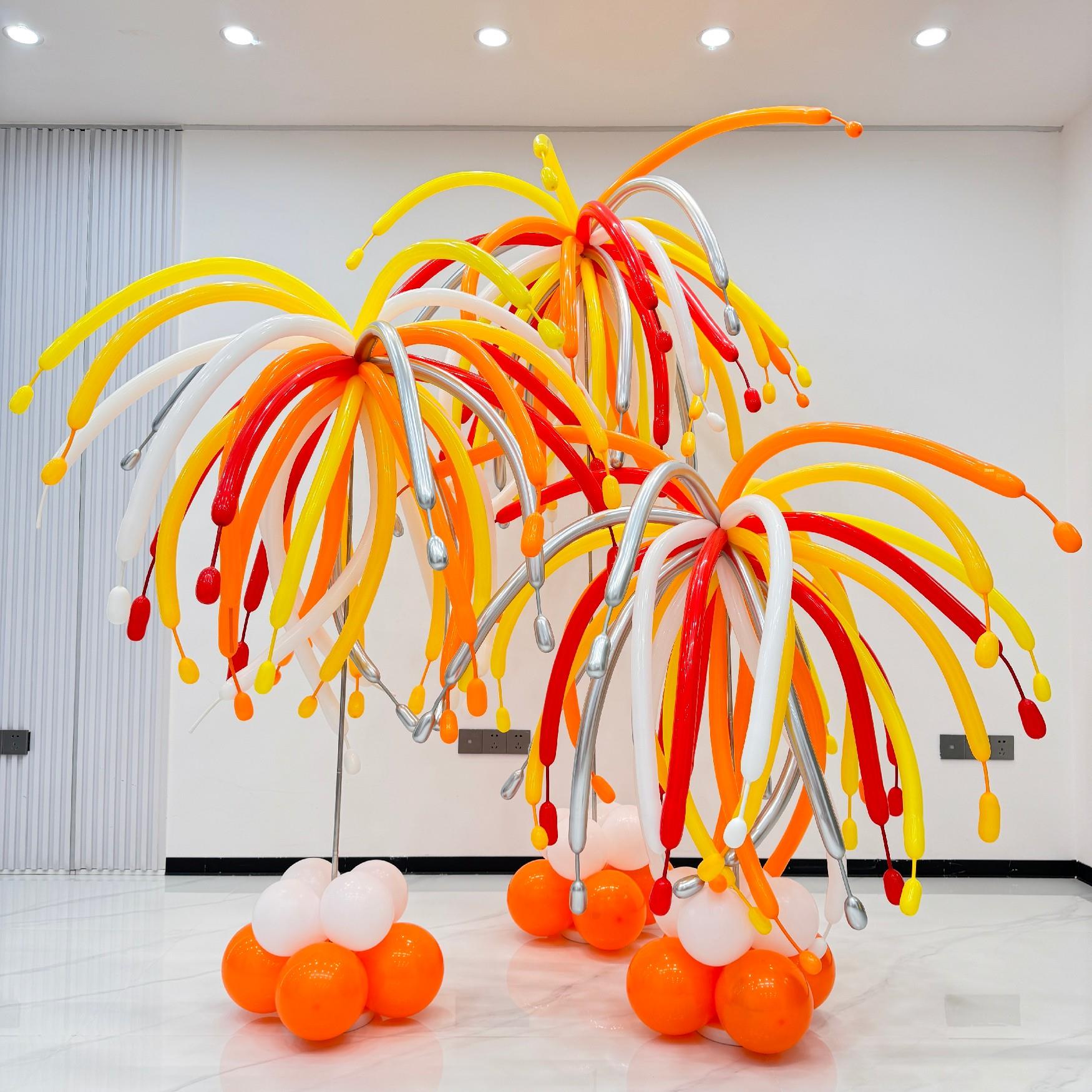 蓝色返校烟花柱气球安排儿童宝宝生日安排酒店入口宴会主题装饰