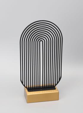 现代简约金属黑色屏风摆件样板房售楼部卧室书房客厅桌面玄关饰品