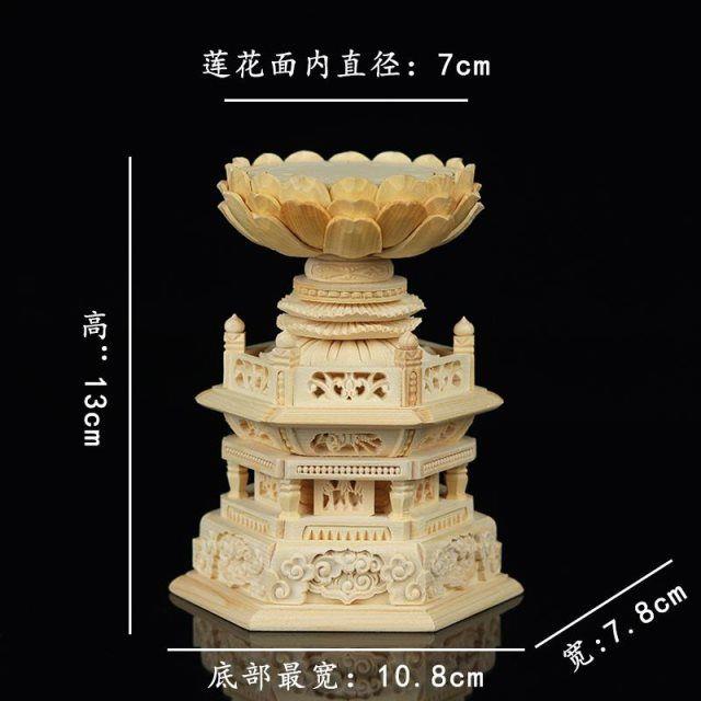 乐清黄杨木雕桧木六角须弥台莲花底座摆件佛像菩萨摆件家用佛台