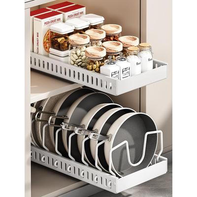 厨房置物架家用抽拉式锅盖锅具碗碟盘收纳架台面多功能橱柜内锅架