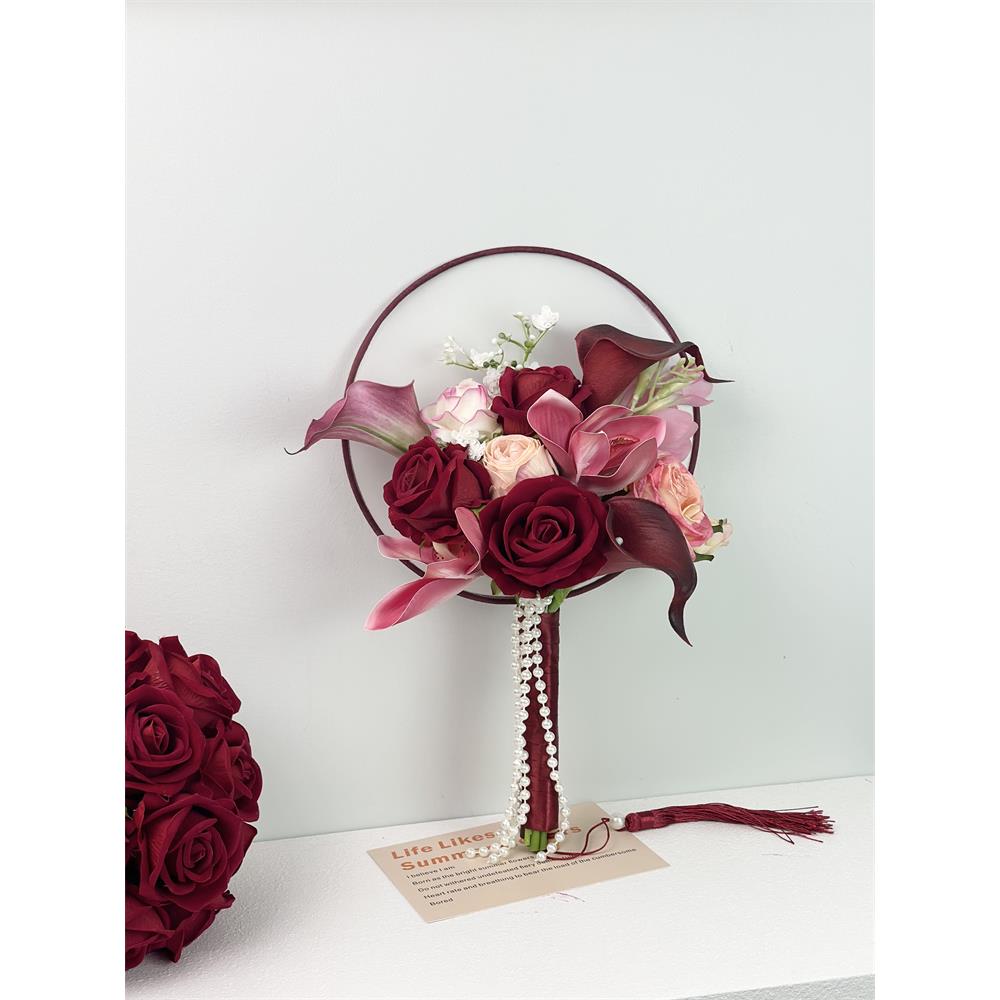 高级感团扇拍照道具结婚手捧花扇子新中式新娘仿真花家居摆放花扇