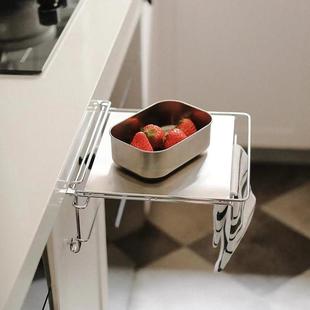 可折叠台面置物架整体橱柜门不锈钢厨房悬挂桌板收纳辅助台隔板锅