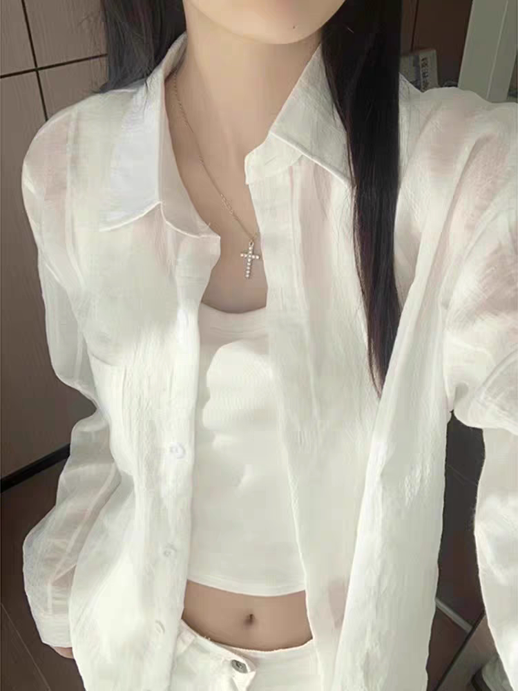 薄款白色防晒衬衫女2025夏季新款亚麻气质棉麻衬衣外套中长款上衣