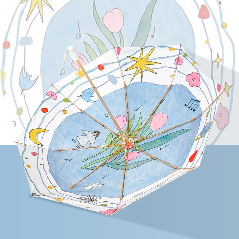雨伞自动伞晴雨两用女银胶防紫外线太阳伞儿童小巧便携折叠遮阳伞