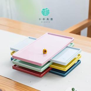 不单典雅青瓷茶盘托盘功夫茶具壶承简约酒店单层壶托家用干泡台