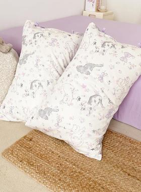 与小猫相遇 小碎花猫咪全棉枕套枕头套枕芯罩枕巾紫色48*74单祇装