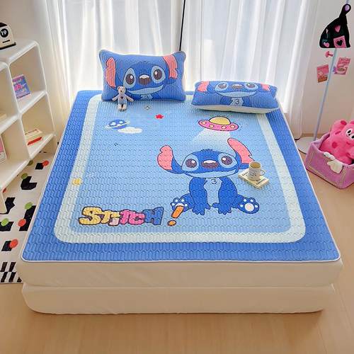 A类乳胶凉席三件套夏天冰丝床单卡通儿童可水洗单人空调凉席子凉