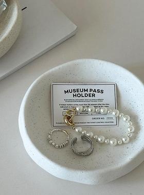 ins陶瓷收纳盘首饰戒指展示盘玄关高级桌面置物盘圆形装饰品摆件