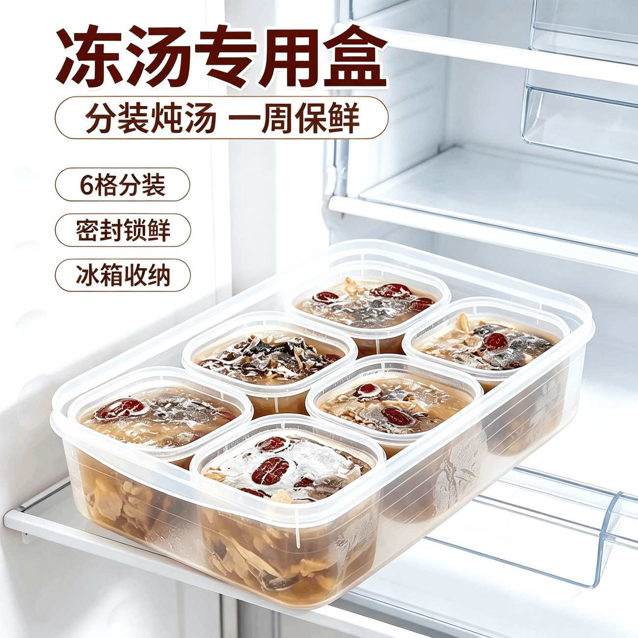 冻汤专用保鲜盒分装冰箱收纳盒简约透明整理盒分装炖汤冻汤专用盒