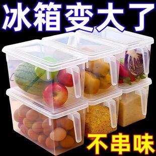 冰箱收纳盒食物整理盒冷冻手柄保鲜盒鸡蛋盒水果蔬菜带盖储物盒子