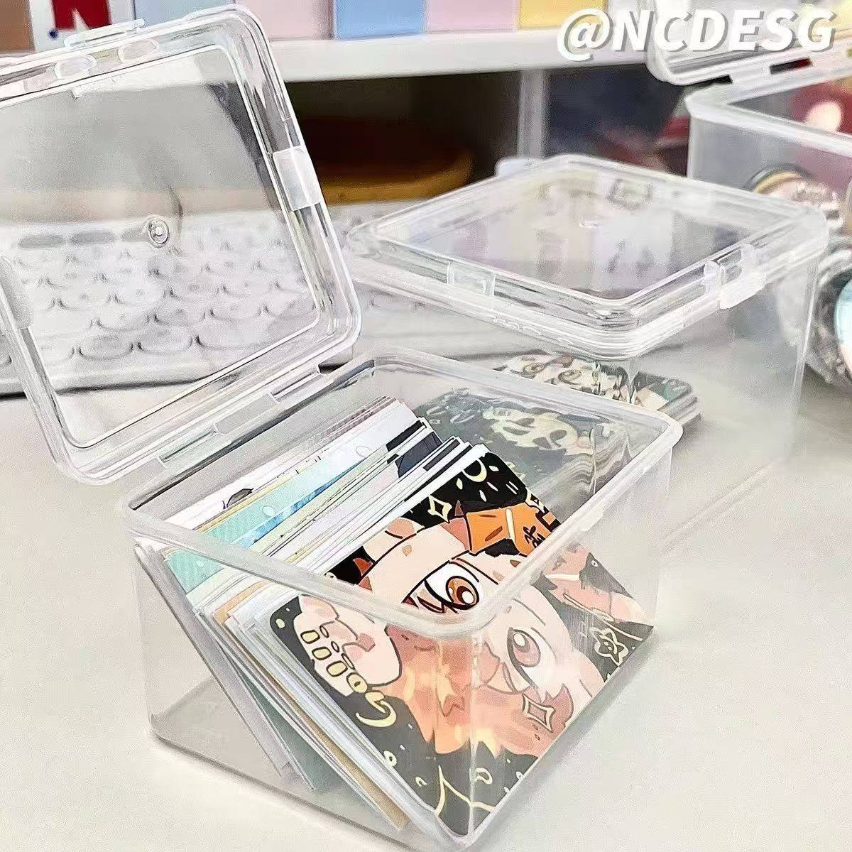 手账贴纸小卡收纳盒ins风透明多功能咕卡收纳盒大容量防尘储物盒,收纳整理,其他收纳盒,淘宝优惠券,粉丝福利购,淘宝优惠卷
