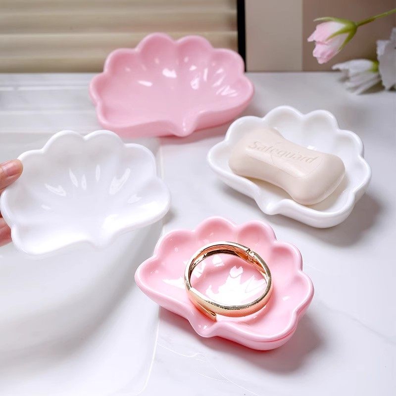 轻奢贝壳肥皂盒免打孔卫生间创意浴室香皂盒高级感塑料收纳托盘