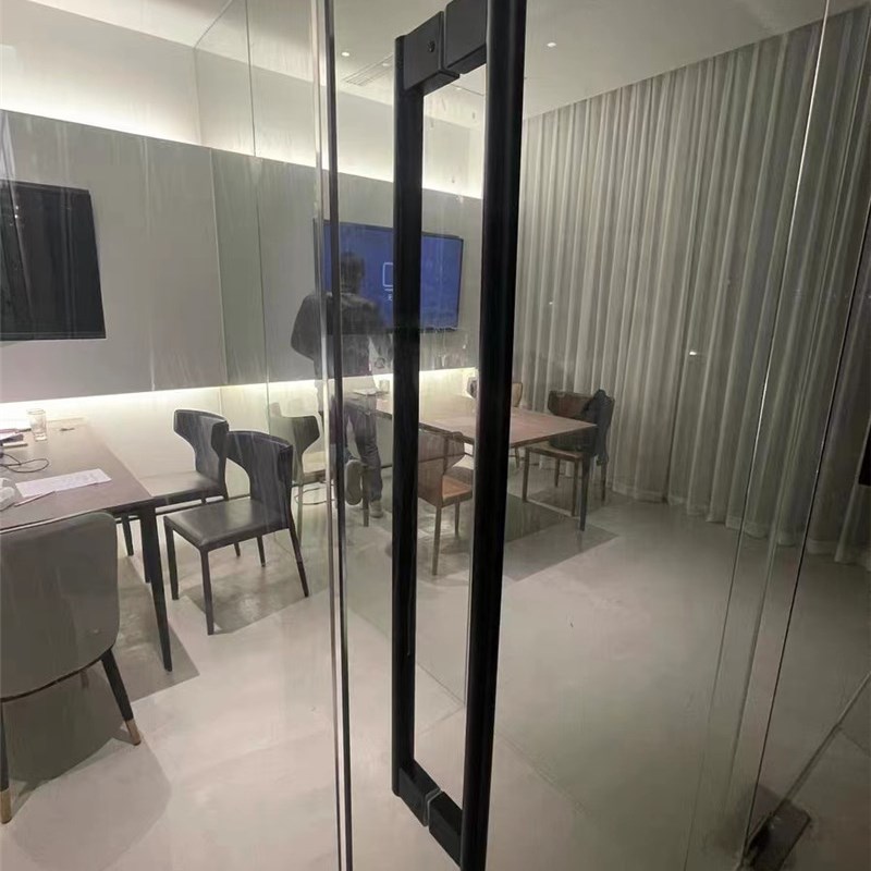 不锈钢圆管哑黑玻璃门扶手酒店木门把手有框门移门简约大拉手金色