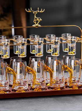 高档轻奢水晶玻璃白酒杯套装家用中式一口杯二两杯分酒器杯架酒具