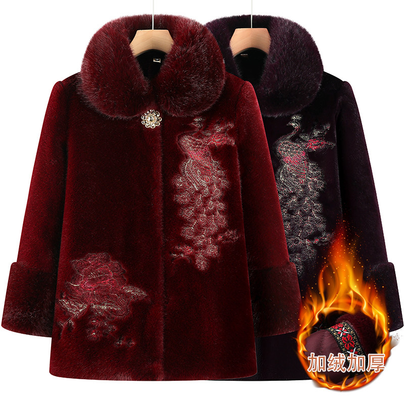 中老年女装宽松加厚棉衣气质奶奶装冬季大码保暖大衣气质妈妈外套