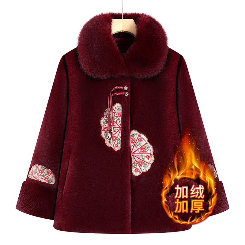 中老年人外套女奶奶冬装唐装大衣加绒加厚老太太棉服老人冬季棉衣