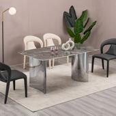 岩板餐桌现代轻奢超微晶石意式 极简高端大理石家用长方形奢石饭桌