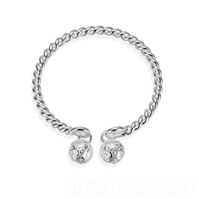 正品9999纯银铃铛一响手镯女步开口足银镯子2024新款双宫铃饰实心