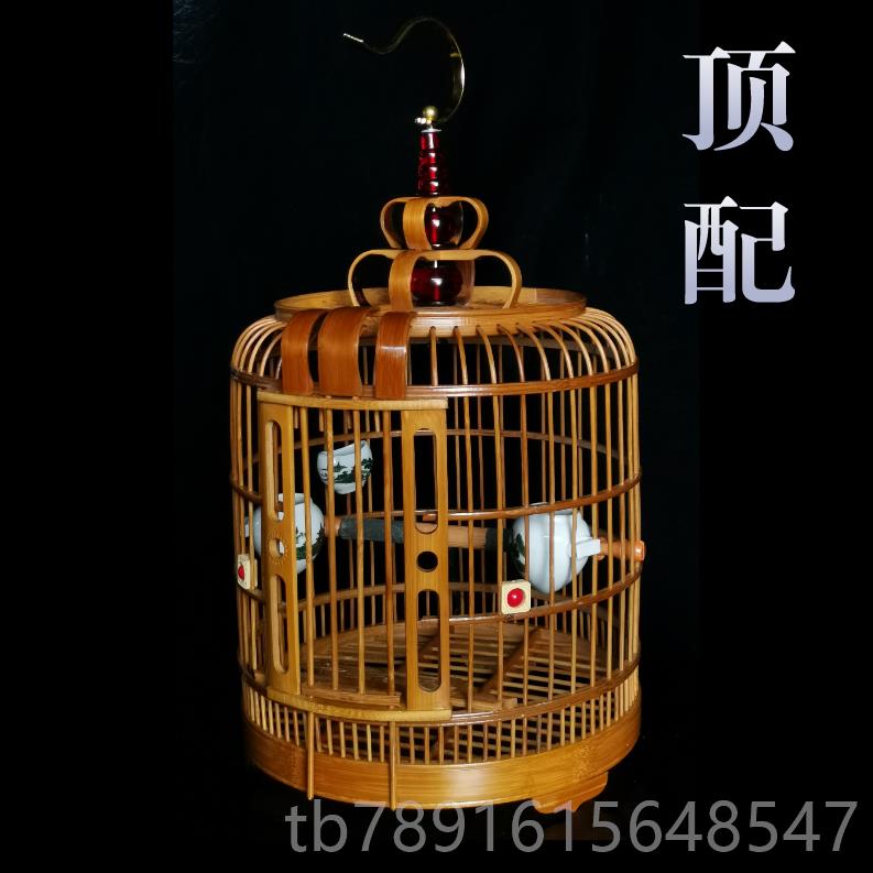 正品州眉鸟笼 竹制手工八画哥专贵用大号超大鸟笼子全竹套精品斑
