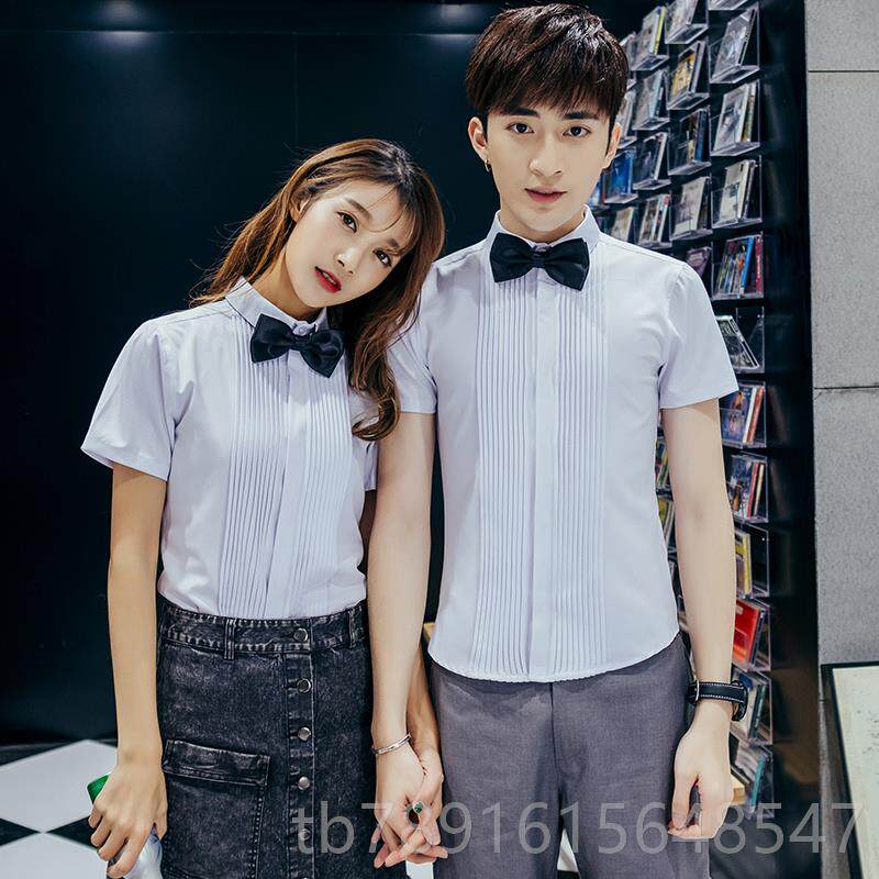 正品男美发师理发店发型T师夜店吧KV服务员工作服酒女长短袖衬衫