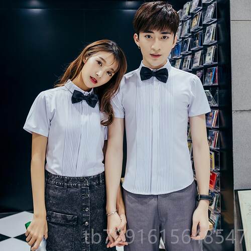 正品男美发师理发店发型T师夜店吧KV服务员工作服酒女长短袖衬衫