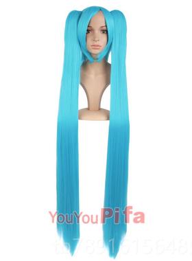 正品v初音未o来韶华Vr蓝色渐变白色家雪初e音双马尾蝴蝶结造型cs