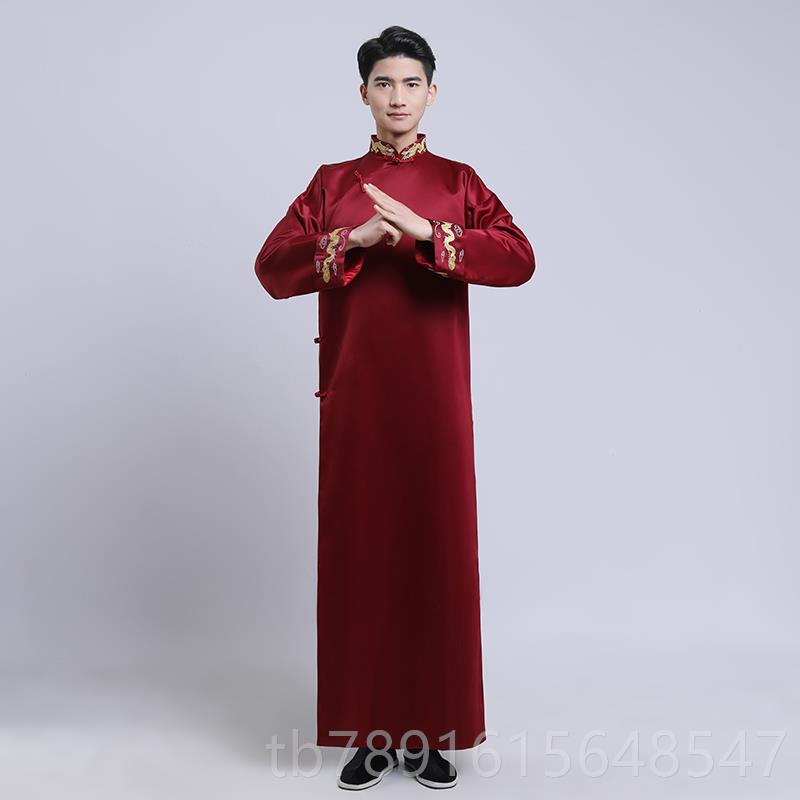 正品声服长衫男演民国大褂中国风中式伴郎绣花年相会表出服长袍马