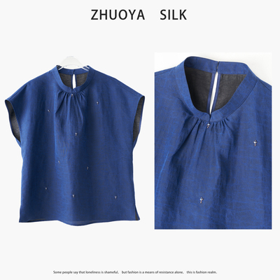 100%桑蚕丝香云纱钉珠上衣