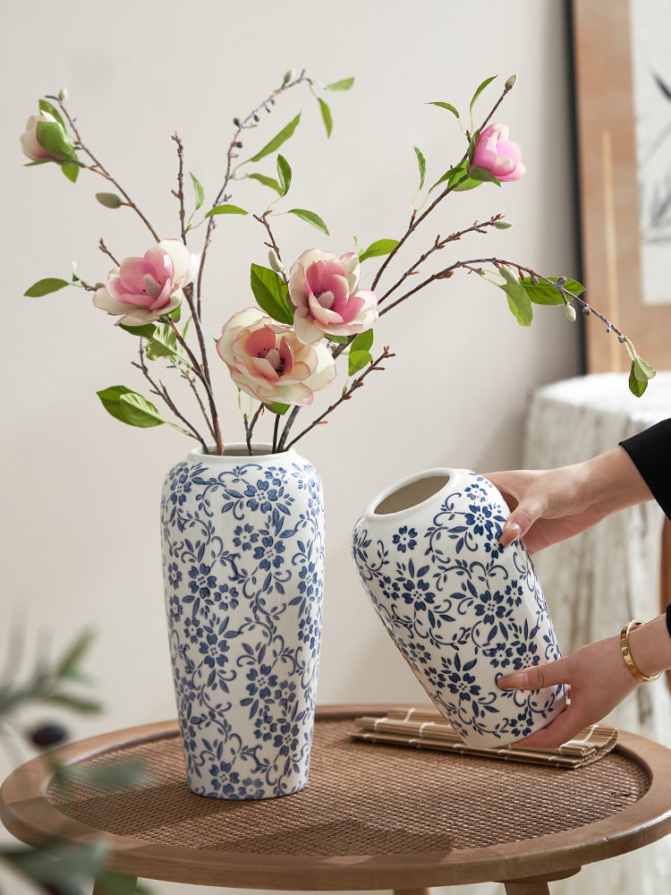 新中式感青花瓷复古花瓶陶瓷创意插花花器客厅玄关装饰品金小,办公设备/耗材/相关服务,其它,淘宝优惠券,粉丝福利购,淘宝优惠卷