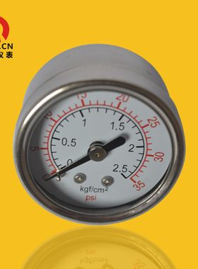 不锈钢压力表轴向304压力表横装YBF40Z 2.5kg 35psi  1/4NPT工厂