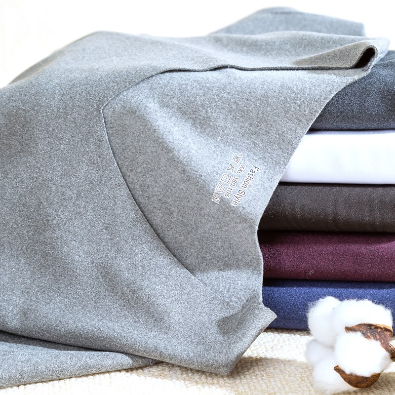 发热德绒保暖短袖T恤男士加绒加厚内H衣圆领弹力打底半袖秋衣冬季