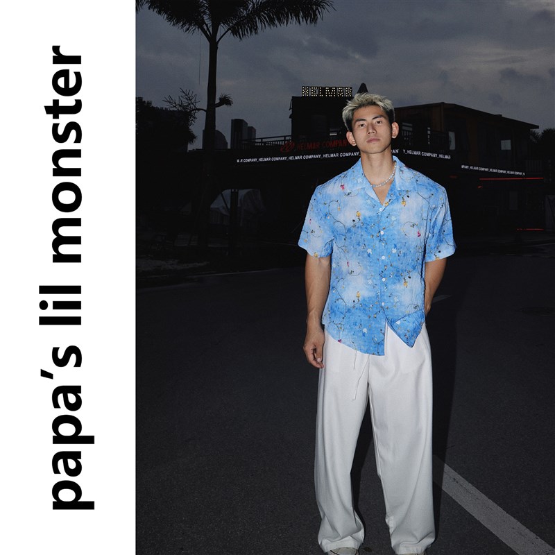 海洋世界 美式覆古休闲宽松藤花短袖衬衫男 夏季海岛风Z穿搭上衣