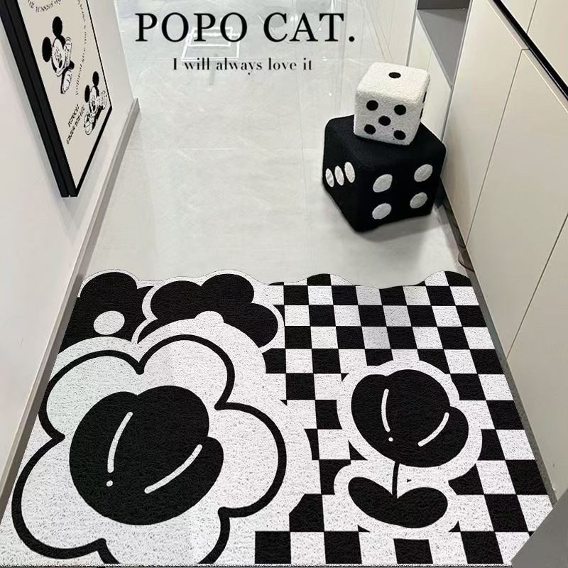 线条小狗入户门地垫进门丝t圈可裁剪门口地毯蹭土耐脏防滑玄关脚