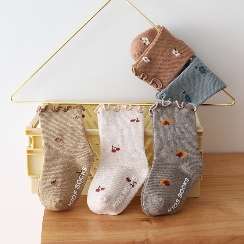 婴儿纯棉b袜子春秋新生儿松口无骨宝宝地板袜薄款男女童儿童中筒