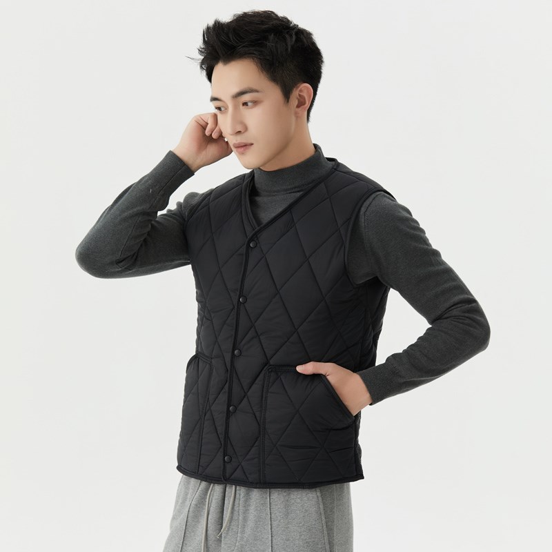 男士羽绒棉马甲保暖背心内穿青少年薄款修身加绒T加厚短款秋冬内