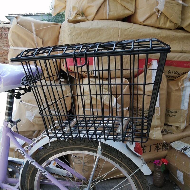 学生自行车d书包篮后衣架用车筐山地车后座架篮子折叠车后框带盖