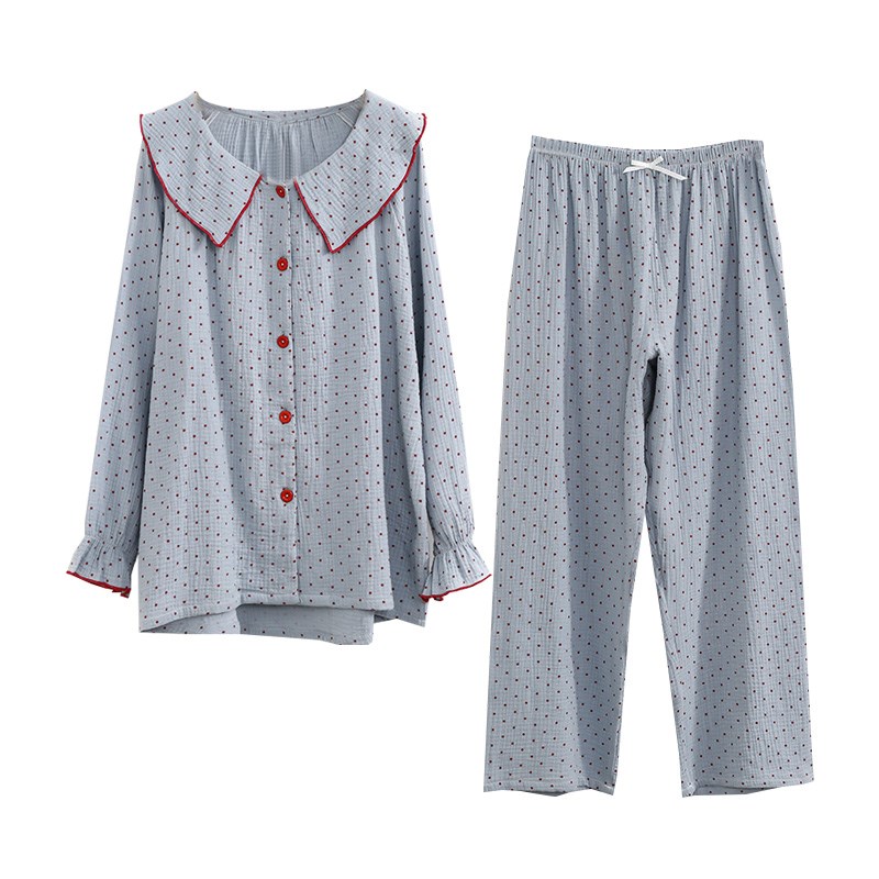 女纯棉家居服胖mm全棉宽松长袖T恤F睡衣加肥加大棉纱套装可外穿秋