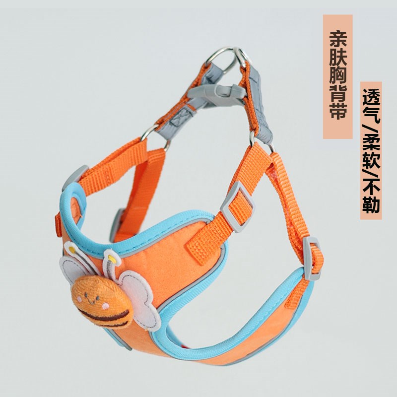 狗狗牵引绳小型犬比熊泰迪博美背心式胸背M带反光宠物狗链子遛狗