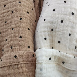 纯棉日系波点睡裤长裤女款家居服裤子纯棉双层纱S布水洗棉纱春夏