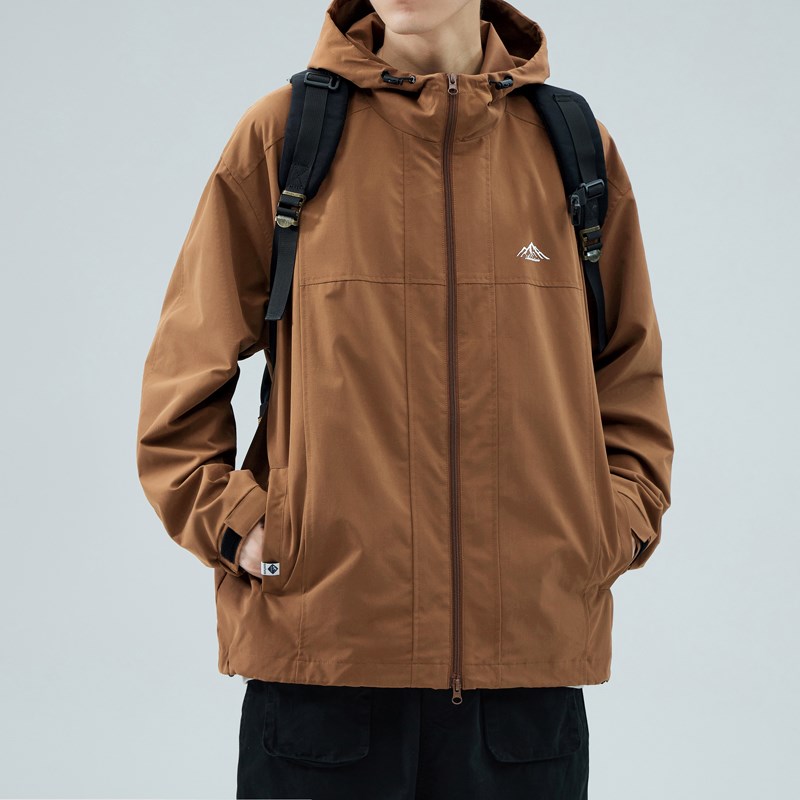 雅仓冲锋b外套男2024春秋季宽松风衣连帽棉衣男款衣服休闲夹克男