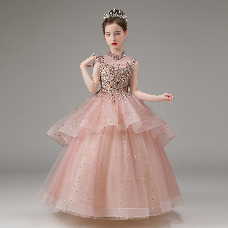 儿童晚礼服高端女童公主裙生日花C童婚纱小女孩主持钢琴演出服走