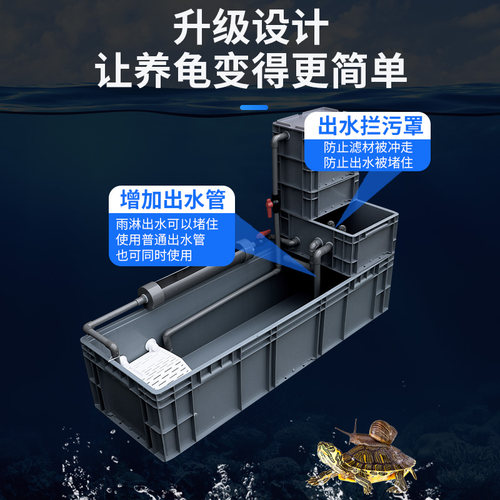 养龟箱乌龟缸生态缸大型过滤器家B用鱼缸乌龟缸混合养周转箱免换