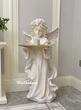 欧式天使托盘复古大型迎宾落地沙发D旁摆件客厅卧室家居软装工艺