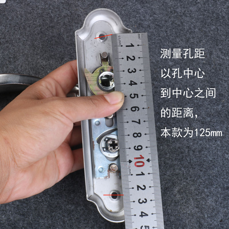 厕所玻璃门锁无钥匙通用型不锈钢单舌门锁浴室P卫生间门锁125孔距