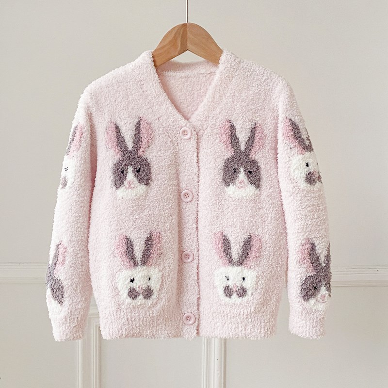 2023冬季新款半l边绒儿童睡衣珊瑚绒软绵绵女童亲子家居服开衫套