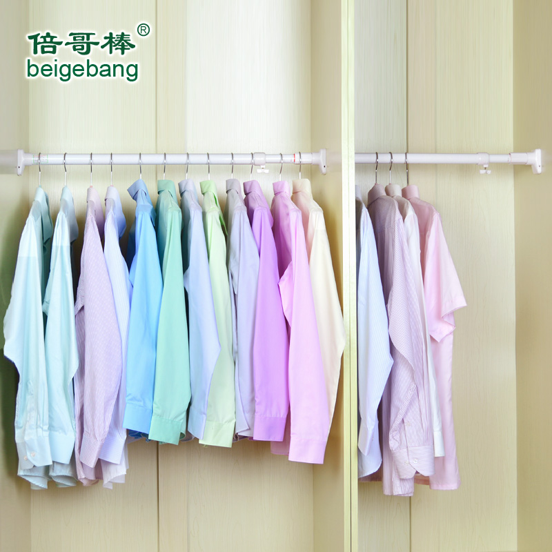 宿舍柜子可伸e缩衣柜挂衣杆子免打孔阳台卫生间浴室撑杆晾衣杆加