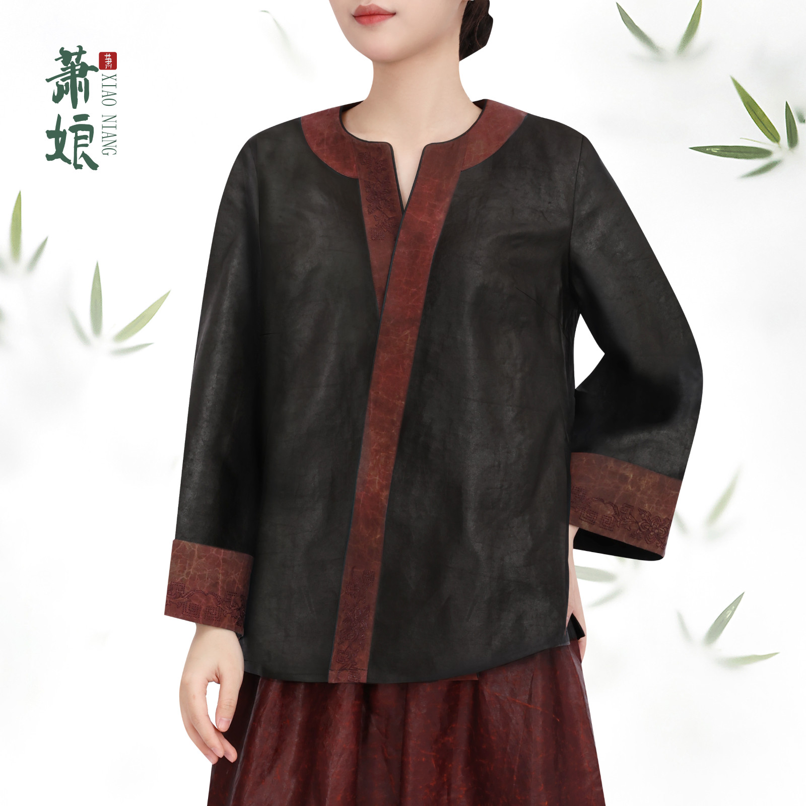 萧娘【福星】香云纱皮子龟新中式桑蚕丝长袖百搭中国风外套1816