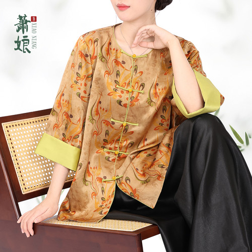 萧娘【浮世东方】重缎香云纱圆领上衣桑蚕丝新中式国风上衣2721