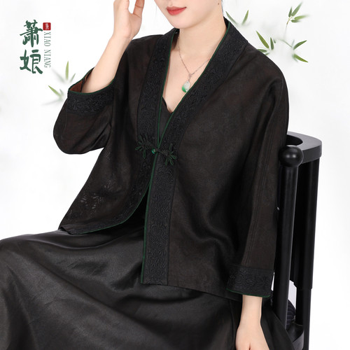 新中式外套桑蚕丝绣花长袖女外套